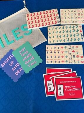 Mahjong Texas Cowboy themed set with tiles, mat and cards